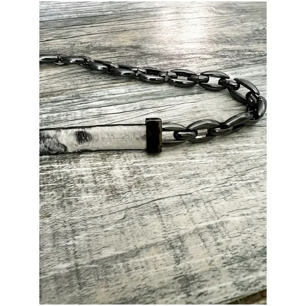 Cache Chain Link Belt Snakeskin Print Size Medium NWOT Y2K Esthetic